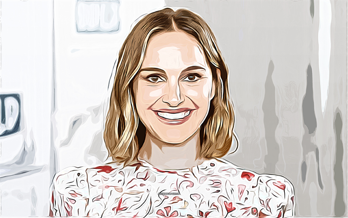 Natalie Portman, 4k, vector art, Natalie Portman drawing, creative art, Natalie Portman art, vector drawing, popular actresses