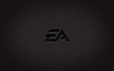 EA GAMES carbon logo, 4k, grunge art, carbon background, creative, EA GAMES black logo, brands, EA GAMES logo, EA GAMES
