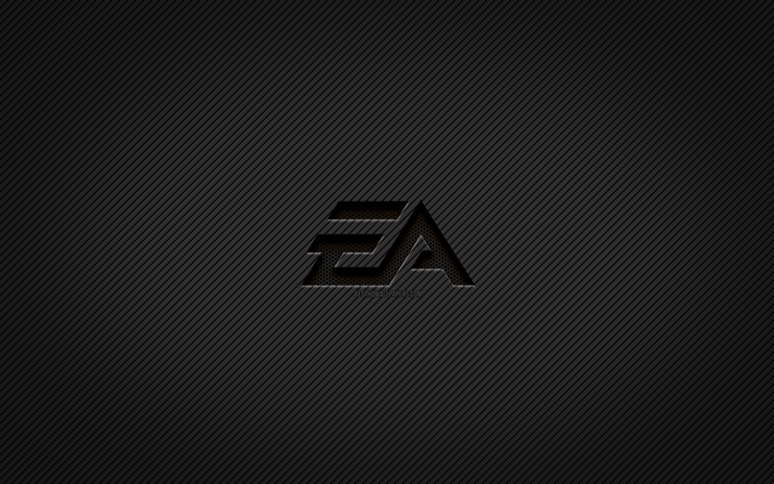 EA GAMES carbon logo, 4k, grunge art, carbon background, creative, EA GAMES black logo, brands, EA GAMES logo, EA GAMES