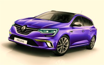 Renault Megane, 4k, studio, 2022 cars, french cars, Violet Renault Megane, 2022 Renault Megane, Renault
