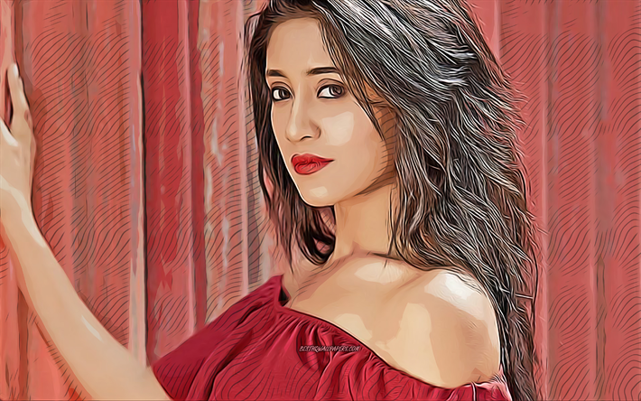 Shivangi Joshi, 4k, vector art, Bollywood, indian actress, celebrity drawings, Shivangi Joshi drawing, indian celebrity, movie stars, Shivangi Joshi 4K