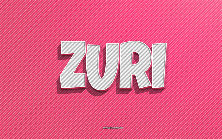 Zuri, pink lines background, wallpapers with names, Zuri name, female names, Zuri greeting card, line art, picture with Zuri name