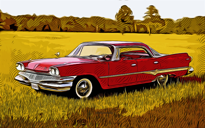 1961, Dodge Dart Phoenix, 4k, vector art, Dodge Dart Phoenix drawing, creative art, Dodge Dart Phoenix art, vector drawing, abstract cars, car drawings