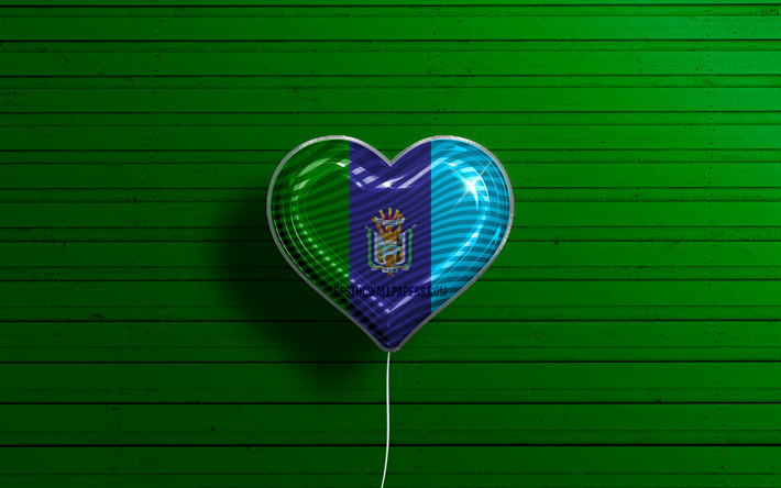 I Love Santa Elena, 4k, realistic balloons, green wooden background, Day of Santa Elena, ecuadorian provinces, flag of Santa Elena, Ecuador, balloon with flag, Provinces of Ecuador, Santa Elena flag, Santa Elena