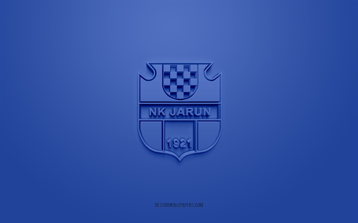 nkジャルンザグレブ, クリエイティブな3dロゴ, 青い背景, ドラガhnl, 3dエンブレム, クロアチアのサッカークラブ, クロアチアセカンドフットボールリーグ, ザグレブ, クロアチア, 3dアート, フットボール, nk jarunzagreb3dロゴ