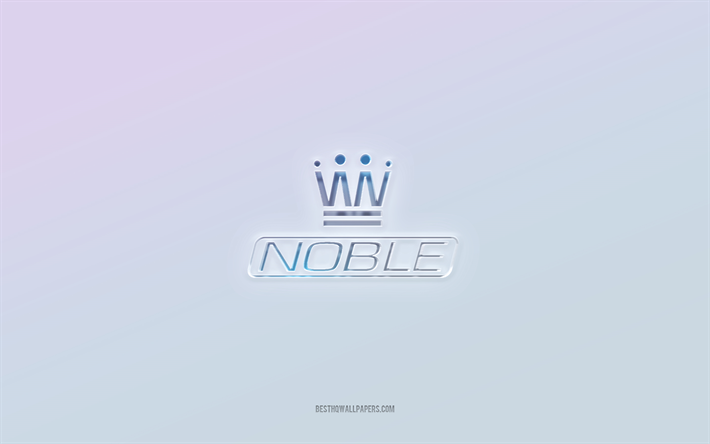 noble logosu, 3d metni kesip, beyaz arka plan, noble 3d logosu, noble amblemi, noble, kabartmalı logo, noble 3d amblemi