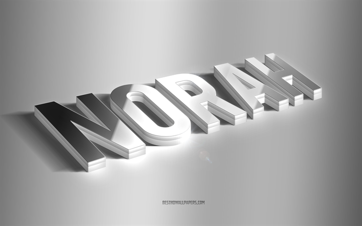 نورا, فن 3d الفضة, خلفية رمادية, خلفيات بأسماء, اسم نورا, بطاقة معايدة نورا, فن ثلاثي الأبعاد, صورة باسم نورا