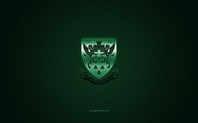 northampton saints, englischer rugby-club, gr&#252;nes logo, gr&#252;ner kohlefaserhintergrund, super league, rugby, northampton, england, northampton saints-logo