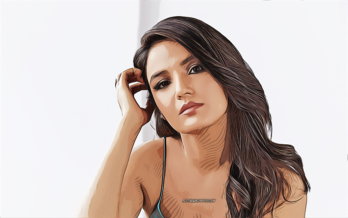 Jasmin Bhasin, 4k, vector art, Bollywood, indian actress, celebrity drawings, Jasmin Bhasin drawing, indian celebrity, movie stars, Jasmin Bhasin 4K