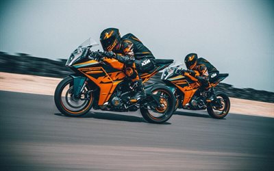 KTM RC 390, 4k, superbikes, 2022 bikes, motion blur, 2022 KTM RC 390, KTM