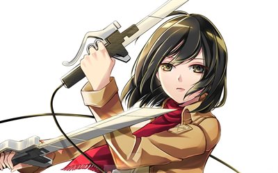 Mikasa Ackerman, manga, espadas, Ataque Titan, Shingeki n&#227;o Kyojin
