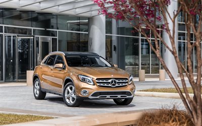 Mercedes-Benz GLA-class, 2018, 4MATIC, GLA250, front view, new brown GLA, exterior, compact crossovers, Mercedes