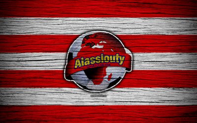 Al Assiouty FC, 4k, Mısır Premier Lig, logo, futbol, Mısır, El Assiouty, ahşap doku, FC Al Assiouty