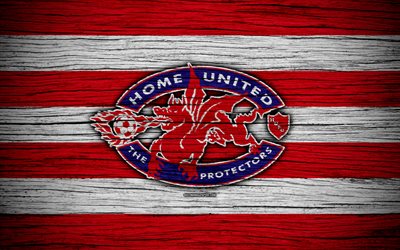 Home United FC, 4k, Singapore Premier League, soccer, Asia, football club, Singapore, Home United, wooden texture, FC Home United