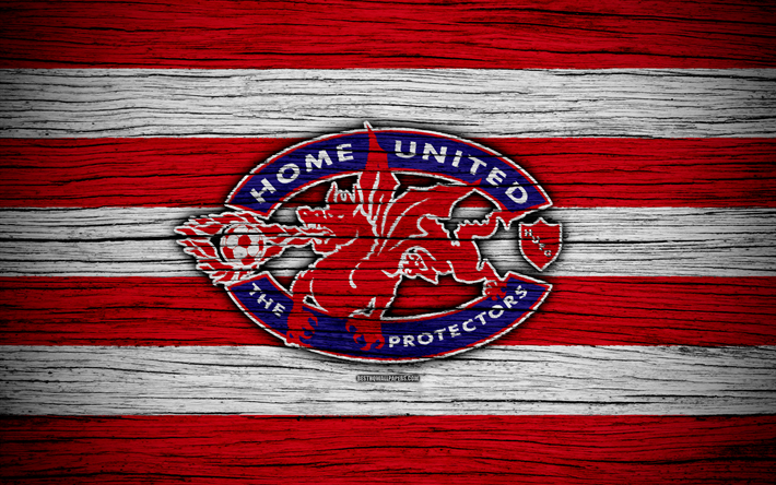 Home United FC, 4k, Singapur Premier Ligi, futbol, Asya, Futbol Kul&#252;b&#252;, Singapur, Amerika Birleşik Ev, ahşap doku, FC Home United