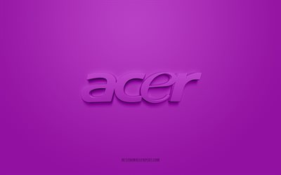 Acer-logo, luova taide, Acer 3d -logo, 3d-taide, Acer, violetti tausta, tuotemerkkien logo, violetti 3d Acer -logo