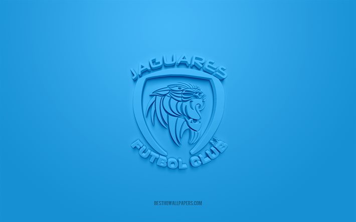 Jaguares de Cordoba, logotipo 3D criativo, fundo azul, emblema 3D, clube de futebol colombiano, Categoria Primera A, Monteria, Col&#244;mbia, arte 3d, futebol, Jaguares de Cordoba 3d logo