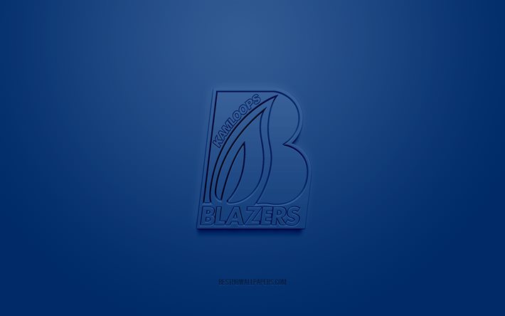 Kamloops Blazers, logotipo 3D criativo, fundo azul, emblema 3D, clube da equipe canadense de h&#243;quei, WHL, Kamloops, Canad&#225;, arte 3D, h&#243;quei, logotipo 3D Kamloops Blazers