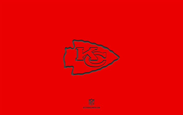 Kansas City Chiefs, red background, American football team, Kansas City Chiefs emblem, NFL, USA, American football, Kansas City Chiefs logo