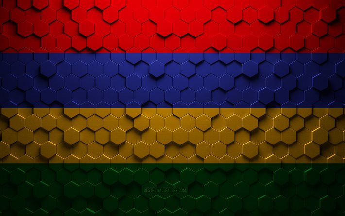 Mauritius Bayrağı, petek sanatı, Mauritius altıgen bayrağı, Mauritius, 3d altıgen sanatı, Mauritius bayrağı