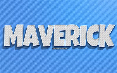 Maverick, blue lines background, wallpapers with names, Maverick name, male names, Maverick greeting card, line art, picture with Maverick name