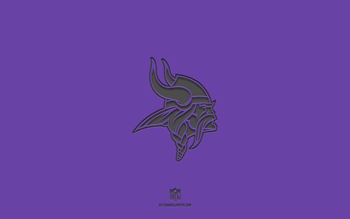 Minnesota Vikings, fundo roxo, time de futebol americano, emblema do Minnesota Vikings, NFL, EUA, futebol americano, logotipo do Minnesota Vikings