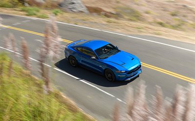 4k, Ford Mustang EcoBoost, motion blur, 2021 autoa, valtatie, 2021 Ford Mustang, amerikkalaiset autot, Ford