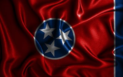 Tennessee flagga, 4k, v&#229;giga sidenflaggor, amerikanska stater, USA, Tennessees flagga, tygflaggor, 3D-konst, Tennessee, Tennessee 3D-flagga