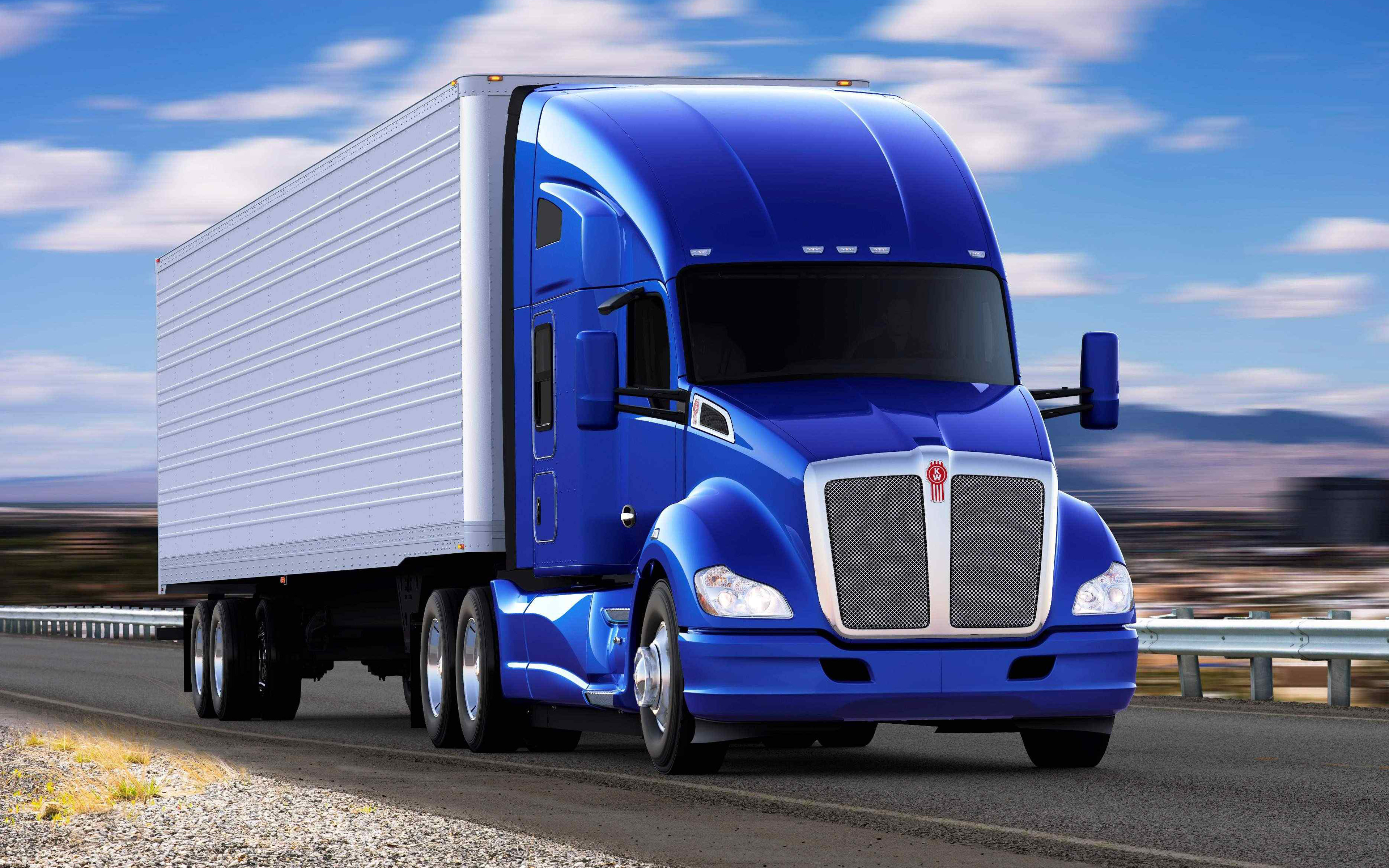 Download Wallpapers Kenworth T680 2021 Front View Exterior New Blue