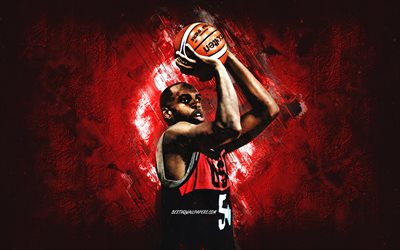 Khris Middleton, USA-basketboll, USA, amerikansk basketspelare, portr&#228;tt, USA-basketlag, r&#246;d stenbakgrund