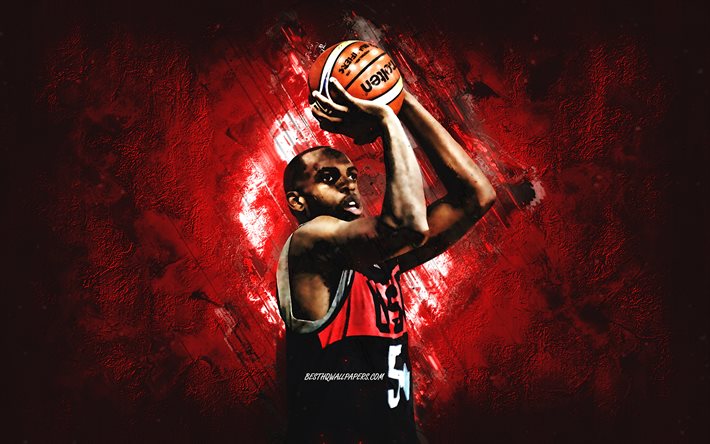 Khris Middleton, USA national basketball team, USA, American basketball player, portrait, United States Basketball team, red stone background