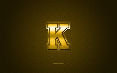 Kingston Frontenacs, kanadalainen j&#228;&#228;kiekkoseura, OHL, keltainen logo, keltainen hiilikuitutausta, Ontario Hockey League, j&#228;&#228;kiekko, Ontario, Kanada, Kingston Frontenacs -logo