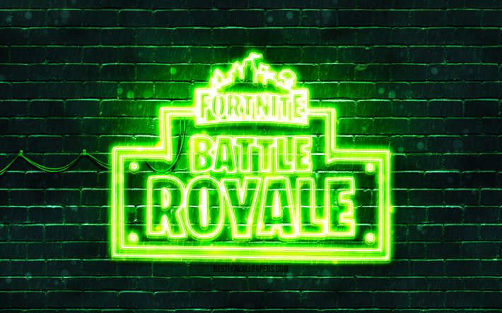 شعار Fortnite Battle Royale الأخضر, 4 ك, لبنة خضراء, شعار Fortnite Battle Royale, ألعاب على الانترنت, شعار Fortnite Battle Royale النيون, Fortnite Battle Royale
