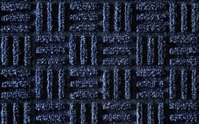 texture tricot&#233;e bleue, fond tricot&#233; avec des lignes, texture de tapis bleu, texture tricot&#233;e, texture de pile