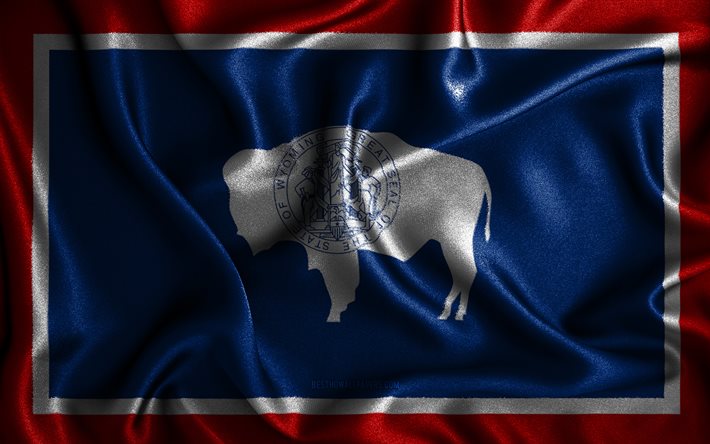 Drapeau du Wyoming, 4k, drapeaux ondul&#233;s en soie, &#201;tats am&#233;ricains, USA, drapeaux en tissu, art 3D, Wyoming, &#201;tats-Unis d&#39;Am&#233;rique, drapeau 3D du Wyoming