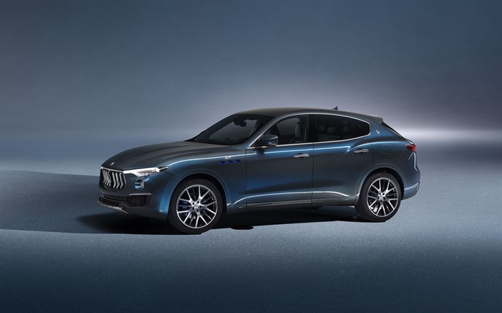 2021, Maserati Levante Hybrid, 4k, sivukuva, ulkopuoli, sininen maastoauto, uusi sininen Levante, italialaiset autot, Maserati