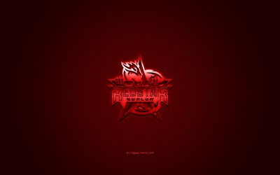 Kunlun Red Star, &#199;in hokey kul&#252;b&#252;, Kontinental Hokey Ligi, kırmızı logo, kırmızı karbon fiber arka plan, buz hokeyi, KHL, Pekin, &#199;in, Kunlun Red Star logosu