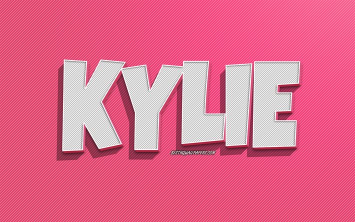 Download Wallpapers Kylie Pink Lines Background Wallpapers With Names Kylie Name Female