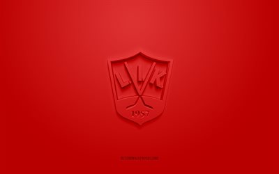 Lillehammer IK, logotipo criativo 3D, fundo vermelho, emblema 3d, clube de h&#243;quei noruegu&#234;s, Eliteserien, Lillehammer, Noruega, arte 3d, h&#243;quei, lillehammer iK 3d logotipo