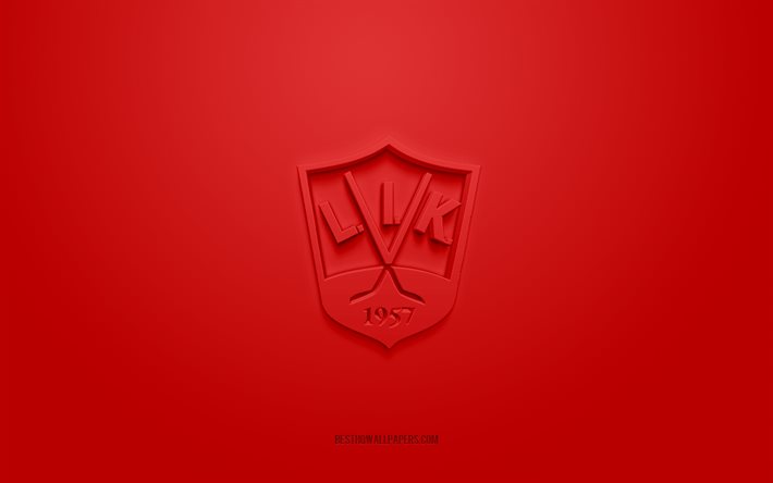 Lillehammer IK, logotipo criativo 3D, fundo vermelho, emblema 3d, clube de h&#243;quei noruegu&#234;s, Eliteserien, Lillehammer, Noruega, arte 3d, h&#243;quei, lillehammer iK 3d logotipo