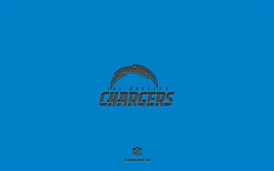 Chargers de Los Angeles, fond bleu, &#233;quipe am&#233;ricaine de football, embl&#232;me de Chargers de Los Angeles, NFL, Etats-Unis, football am&#233;ricain, Logo de Chargers de Los Angeles