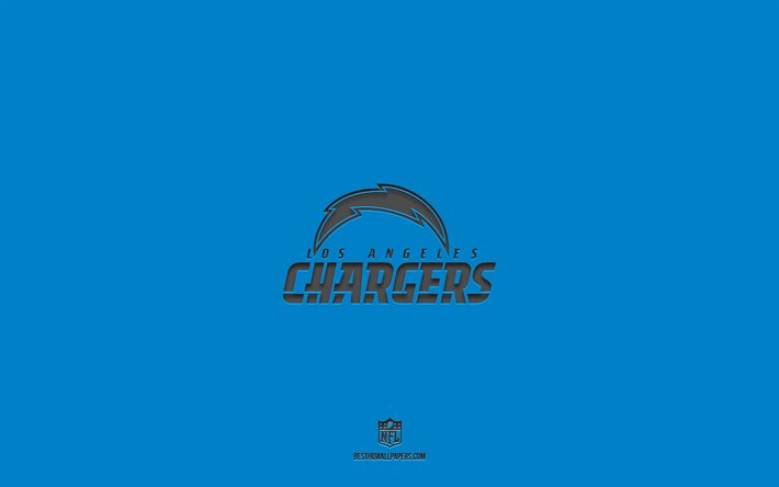 Chargers de Los Angeles, fond bleu, &#233;quipe am&#233;ricaine de football, embl&#232;me de Chargers de Los Angeles, NFL, Etats-Unis, football am&#233;ricain, Logo de Chargers de Los Angeles