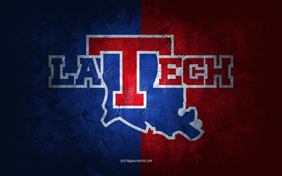 Louisiana Tech Bulldogs, squadra di football americano, sfondo blu e rosso, logo Louisiana Tech Bulldogs, arte grunge, NCAA, football americano, STATI UNITI, Louisiana Tech Bulldogs emblema