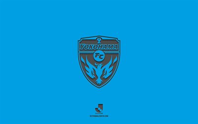 横浜fc, 青色の背景, 日本サッカーチーム, 横浜fcemblem, j1リーグ, 日本, サッカー, 横浜fcのロゴ