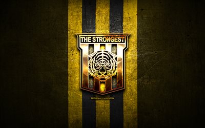 The Strongest FC, golden logo, Bolivian Primera Division, yellow metal background, football, Venezuelan football club, Club The Strongest logo, soccer, Venezuelan Primera Division, Club The Strongest