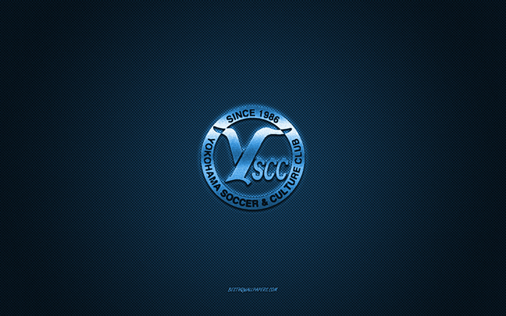 YSCC Yokohama, Japanese football club, blue logo, blue carbon fiber background, J3 League, football, Yokohama, Japan, YSCC Yokohama logo