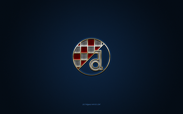 gnk dinamo zagreb, kroatiens football club, silver logotyp, gr&#229; kolfiber bakgrund, prva hnl, fotboll, zagreb, kroatien, gnk dinamo zagreb logotyp