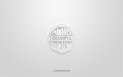 club olimpia, kreative 3d-logo, weißer hintergrund, paraguayischen fußball-club, paraguay primera division, paraguay, 3d-kunst, fußball, club olimpia 3d-logo