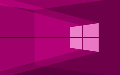 windows 10 logo, violet arri&#232;re-plan de windows, windows 10, fond mauve, le logo windows, windows