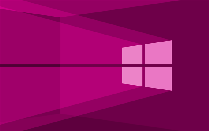 Windows 10 logo, purple Windows background, Windows 10, purple background, Windows logo, Windows